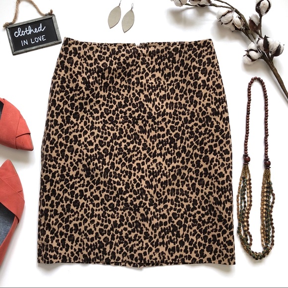 Talbots Dresses & Skirts - Talbots Tan & Black Cotton Leopard Pencil Skirt